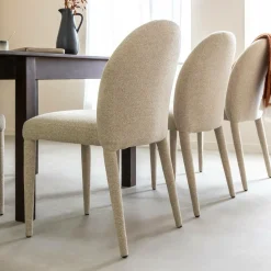 Chaise intégralement en tissu écru Doris (lot de 2)