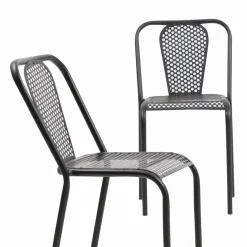 Chaise perforée en métal noir Julien (lot de 2)
