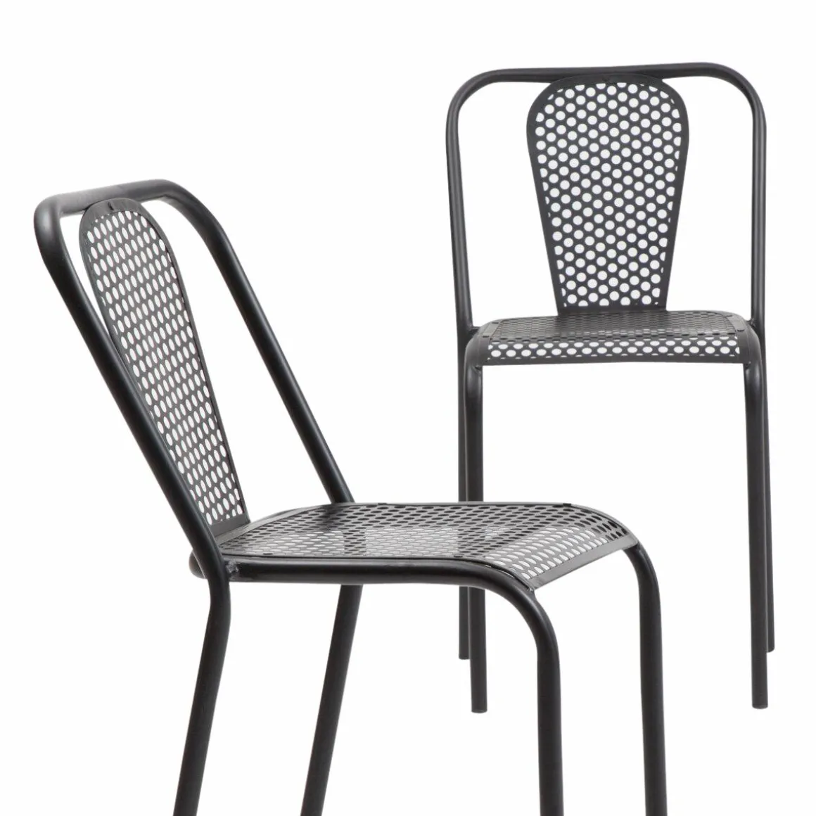 Chaise perforée en métal noir Julien (lot de 2)