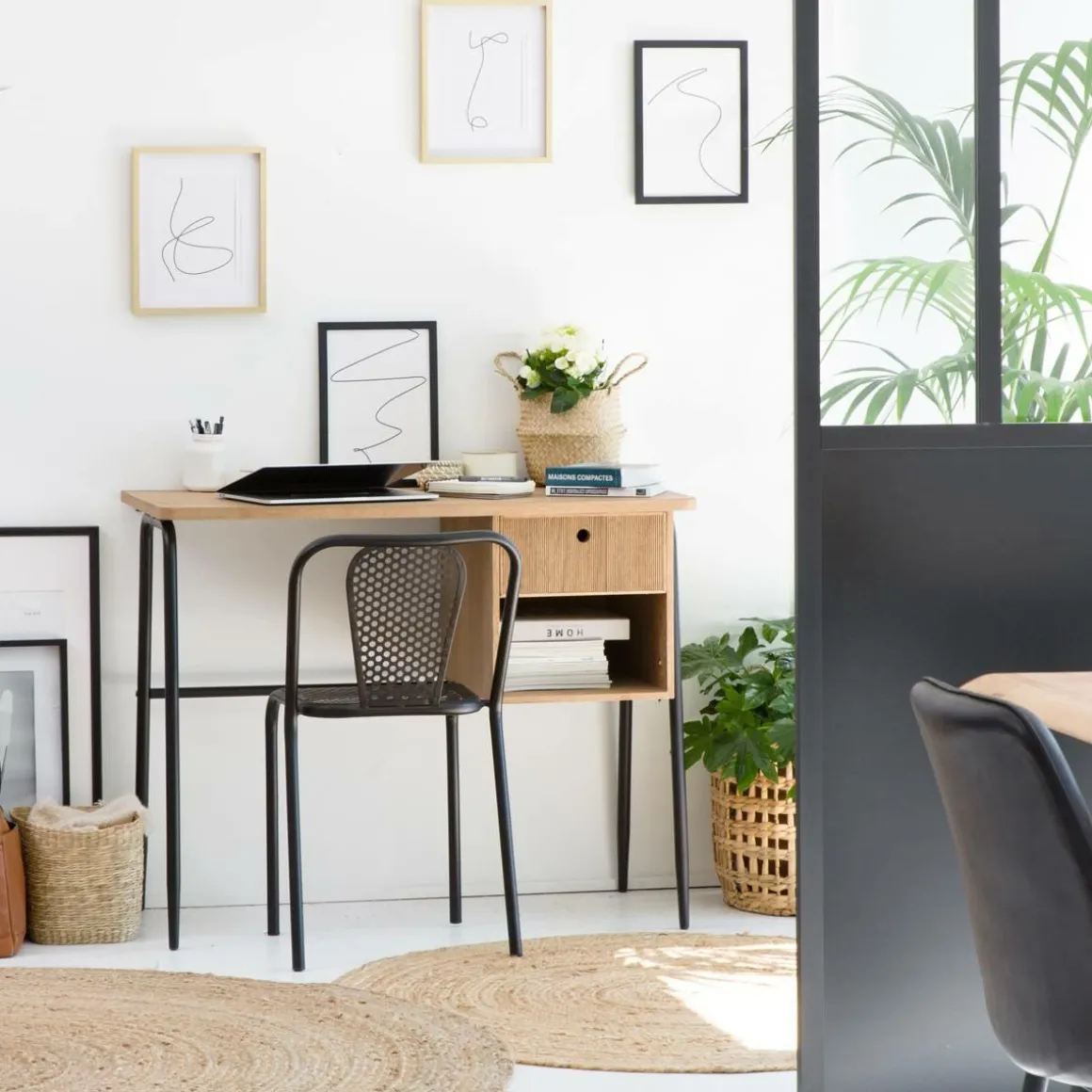 Chaise perforée en métal noir Julien (lot de 2)