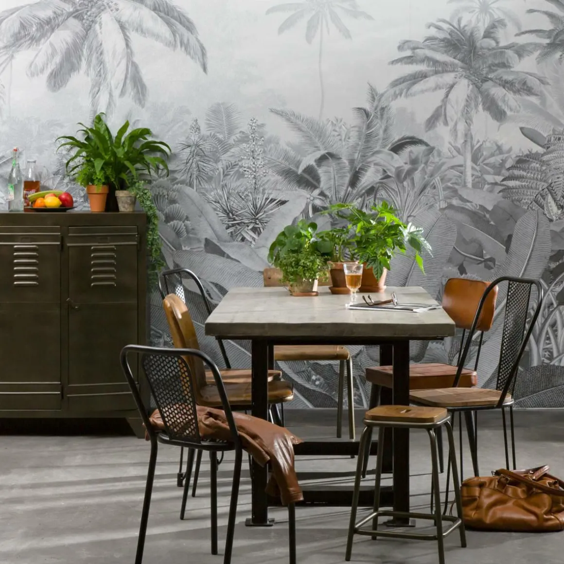 Chaise perforée en métal noir Julien (lot de 2)