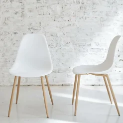 Chaise scandinave blanc pieds compas Marius (lot de 2)