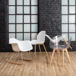 Chaise scandinave blanc pieds compas Marius (lot de 2)