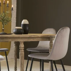 Chaise scandinave en velours gris Copenhague (lot de 2)