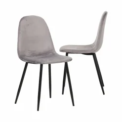 Chaise scandinave en velours gris Copenhague (lot de 2)