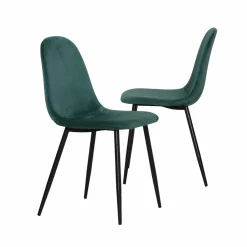 Chaise scandinave en velours vert Copenhague (lot de 2)