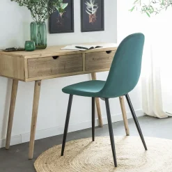 Chaise scandinave en velours vert Copenhague (lot de 2)