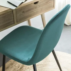Chaise scandinave en velours vert Copenhague (lot de 2)