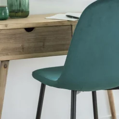Chaise scandinave en velours vert Copenhague (lot de 2)