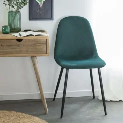 Chaise scandinave en velours vert Copenhague (lot de 2)