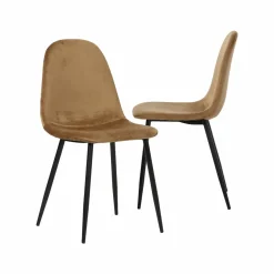 Chaise scandinave en velours marron café Copenhague (lot de 2)