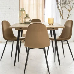 Chaise scandinave en velours marron café Copenhague (lot de 2)