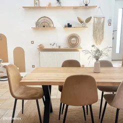 Chaise scandinave en velours marron café Copenhague (lot de 2)