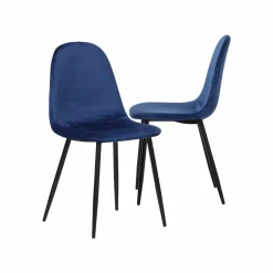 Chaise scandinave en velours bleu roi Copenhague (lot de 2)