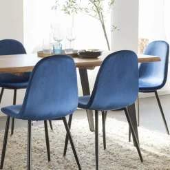 Chaise scandinave en velours bleu roi Copenhague (lot de 2)