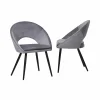 Chaise style fauteuil en velours gris souris Elouan (lot de 2)