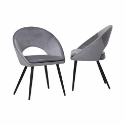 Chaise style fauteuil en velours gris souris Elouan (lot de 2)