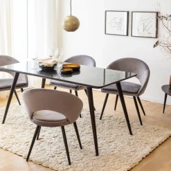 Chaise style fauteuil en velours gris souris Elouan (lot de 2)