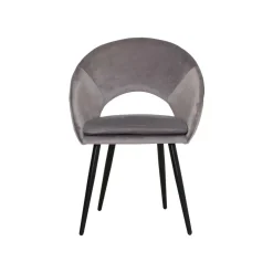 Chaise style fauteuil en velours gris souris Elouan (lot de 2)