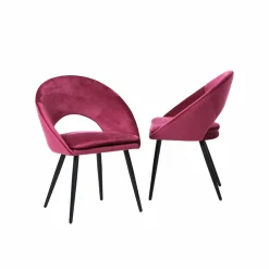 Chaise style fauteuil en velours rose framboise Elouan (lot de 2)