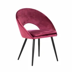 Chaise style fauteuil en velours rose framboise Elouan (lot de 2)
