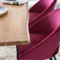 Chaise style fauteuil en velours rose framboise Elouan (lot de 2)