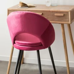 Chaise style fauteuil en velours rose framboise Elouan (lot de 2)