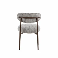 Chaise tissu écru chiné taupe pieds métal effet bois Janis (lot de 2)