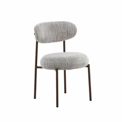 Chaise tissu écru chiné taupe pieds métal effet bois Janis (lot de 2)