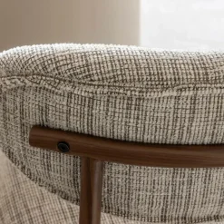 Chaise tissu écru chiné taupe pieds métal effet bois Janis (lot de 2)