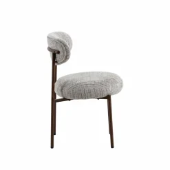 Chaise tissu écru chiné taupe pieds métal effet bois Janis (lot de 2)