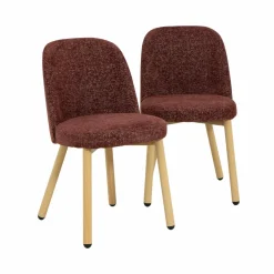 Chaise tissu terracotta et pieds en métal effet bois Vilma (lot de 2)