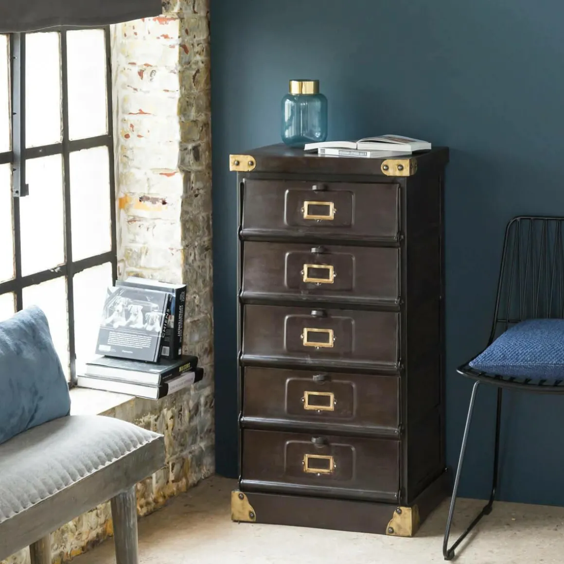Chiffonnier en métal 5 tiroirs Eugénie