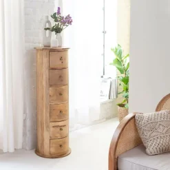 Chiffonnier rond en bois de manguier Maëva