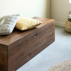 Coffre banc en bois de manguier foncé Babeth
