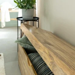 Coffre banc en bois de manguier clair Babeth