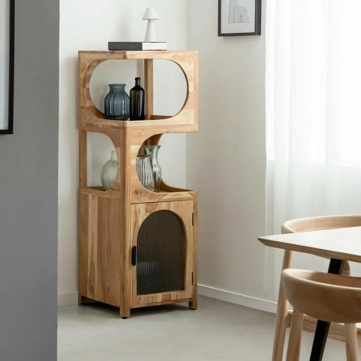 Colonne 1 étagère en bois d'acacia Emyr