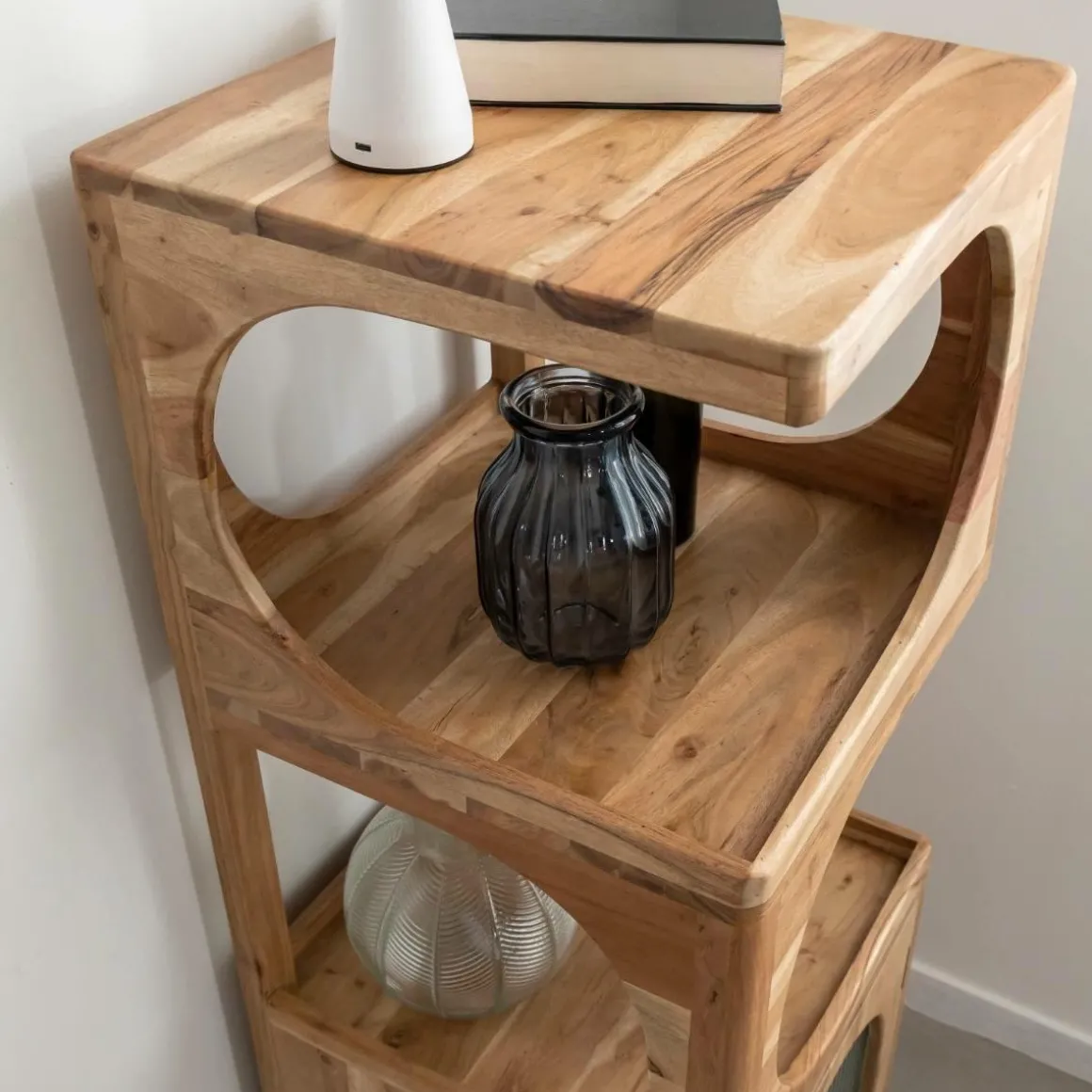 Colonne 1 étagère en bois d'acacia Emyr