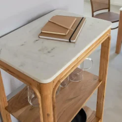 Colonne en bois d'acacia et marbre Emyr