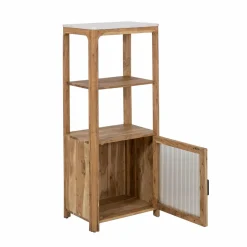 Colonne en bois d'acacia et marbre Emyr