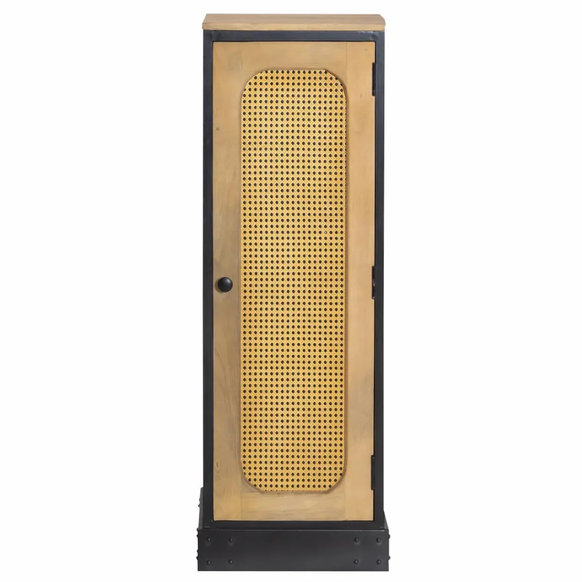 Colonne en bois de manguier et cannage Ezra