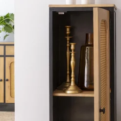 Colonne en bois de manguier et cannage Ezra