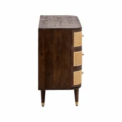 Commode 4 tiroirs en bois de manguier et cannage Soren