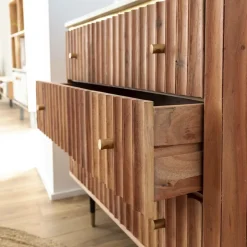 Commode en bois d'acacia et marbre blanc Judith