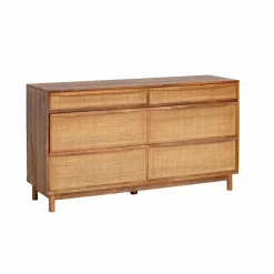 Commode en bois de manguier et cannage Rim