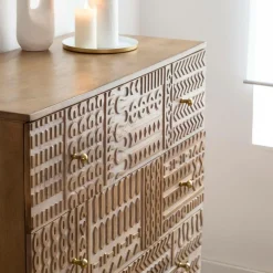 Commode en bois de manguier sculpté Léopold