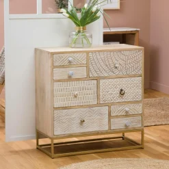 Commode en bois de manguier et métal Vic