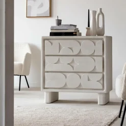 Commode en bois effet béton blanc Danaé