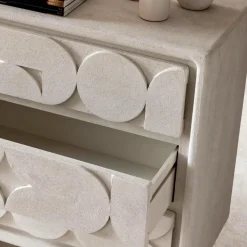 Commode en bois effet béton blanc Danaé