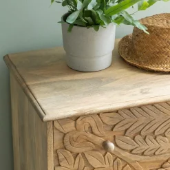 Commode sculpté en bois de manguier Adonie